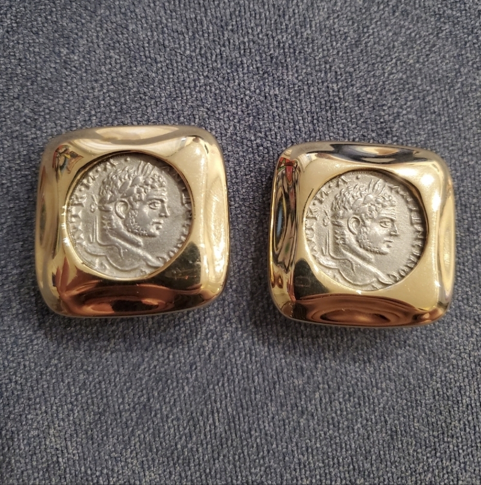 Vintage Coin Etruscan Earrings